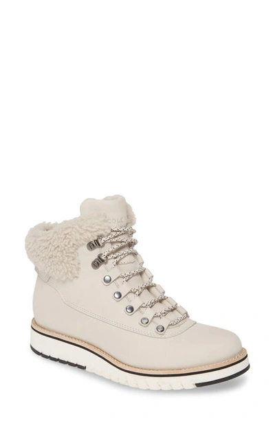 Shop Cole Haan Grandexpl?re Genuine Shearling Trim Waterproof Hiker Boot In Pumice Stone Nubuck