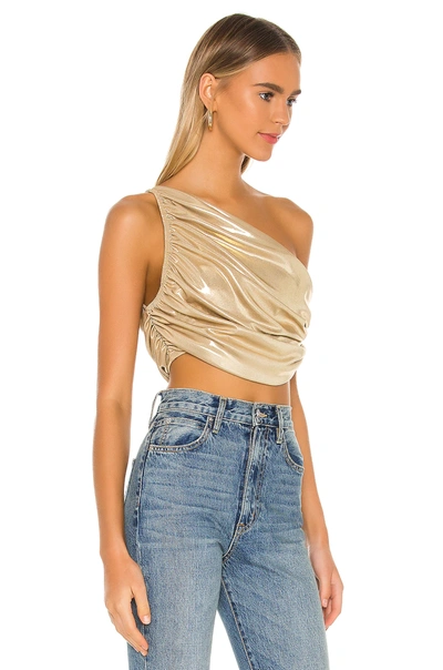 Shop Norma Kamali X Revolve Diana Crop Top In Gold Lame