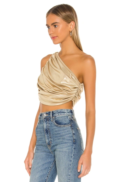 Shop Norma Kamali X Revolve Diana Crop Top In Gold Lame