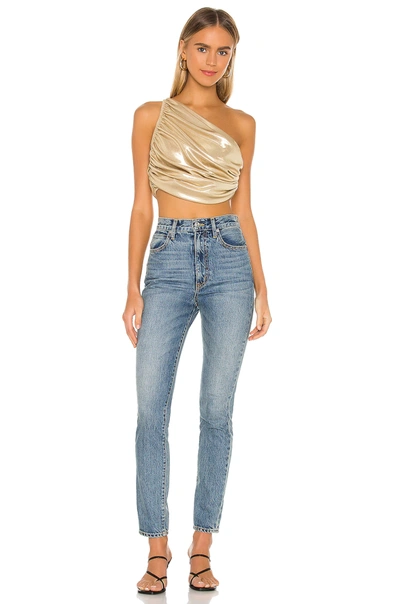 Shop Norma Kamali X Revolve Diana Crop Top In Gold Lame