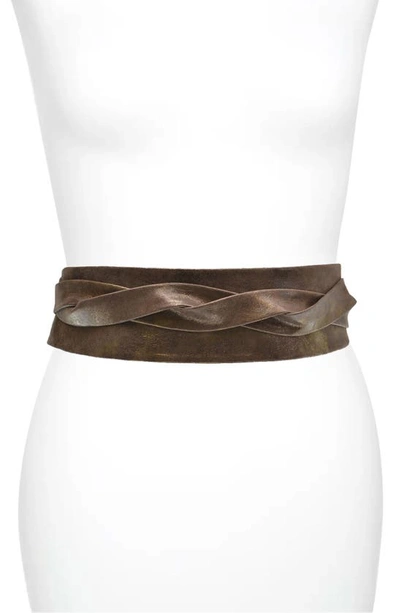 Shop Ada Handmade Leather Wrap Belt In Truffle