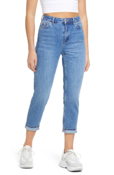 Topshop High Waist Mom Jeans In Mid Blue | ModeSens
