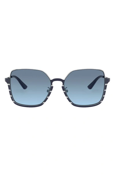 Shop Tory Burch 56mm Gradient Square Sunglasses In Shiny Silver/ Grey Blue Grad