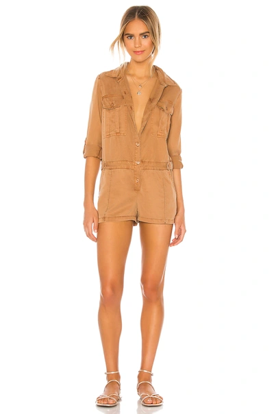 Shop Yfb Clothing Rummor Sleeveless Romper In Tobacco Pigment