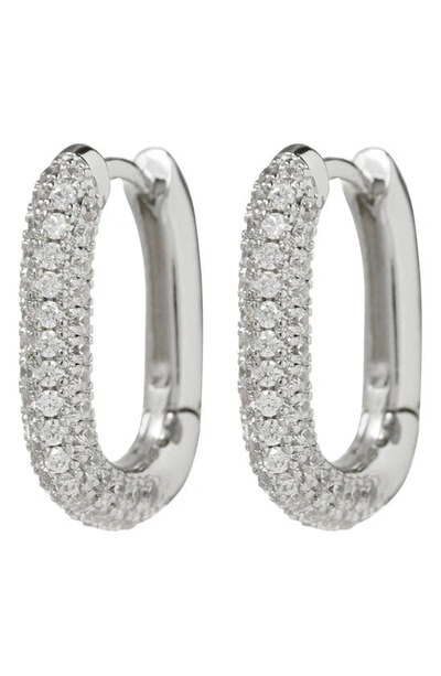 Shop Luv Aj Pave Link Huggie Hoop Earrings In Silver