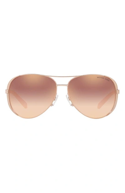 Shop Michael Kors Collection 59mm Aviator Sunglasses In Rose Gold/ Gold
