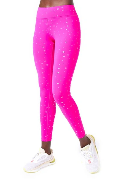 Shop Terez Mini Star Foil High Waist Leggings In Pink