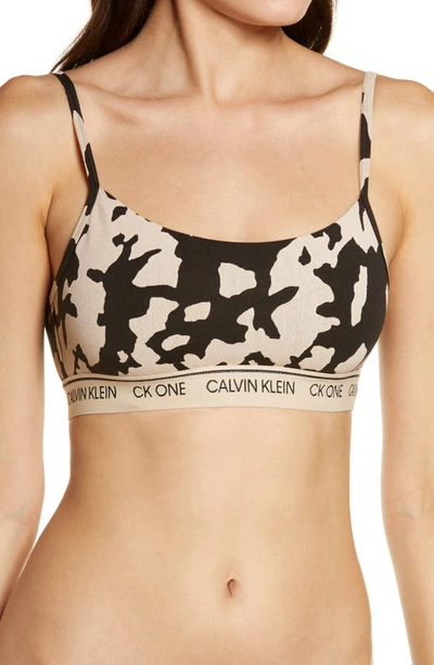 Shop Calvin Klein Ck One Bralette In Cut Out Print Charming Khaki