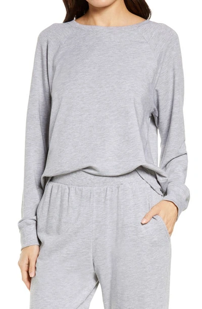 Shop Eberjey Ringer Sweatshirt In Heather Grey