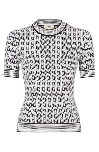 Shop Fendi Logo Short Sleeve Jersey Top In White