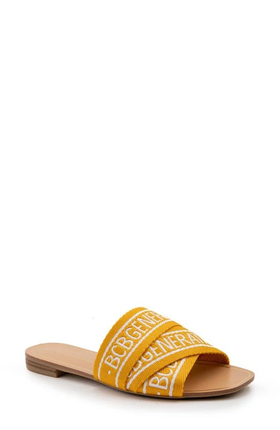 Shop Bcbgeneration Kala Slide Sandal In Golden Yellow / Bright White