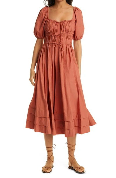 Shop Ulla Johnson Palma Puff Sleeve Cotton A-line Dress In Aragon