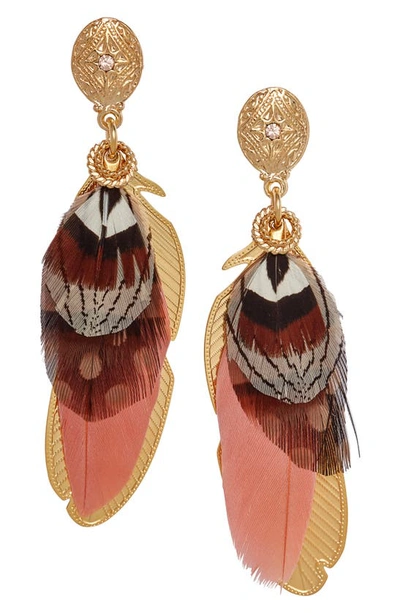 Shop Gas Bijoux Small Sao Feather Earrings In Pastel Pink