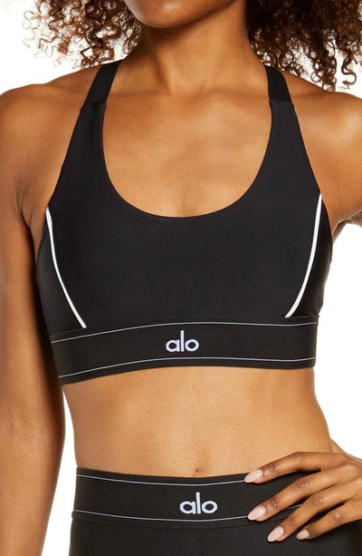 Shop Alo Yoga Suit Up Sports Bra In Black