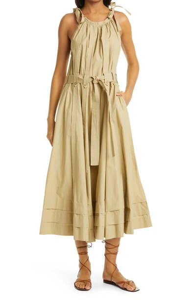 Shop Ulla Johnson Joni Cotton Halter Maxi Dress In Khaki