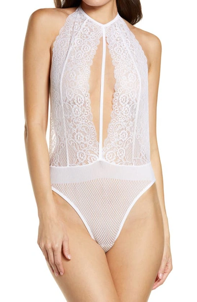 Shop Ann Summers The Dream Girl Boxed Plunge Neck Lace Teddy In Ivory