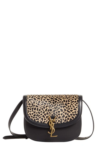 Shop Saint Laurent Kaia Leopard Print Genuine Calf Hair & Leather Shoulder Bag In Beige/nero/nero