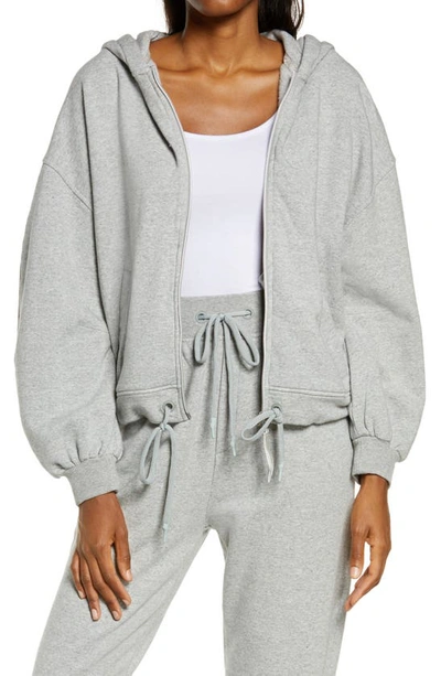 Shop Ugg Abbi Half Moon Zip Hoodie In Grey Heather