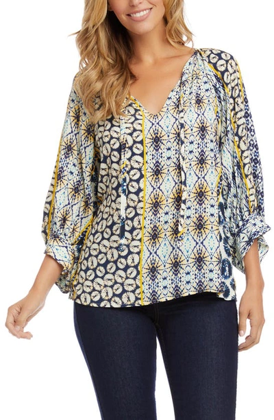 Shop Karen Kane Mixed Print Peasant Top