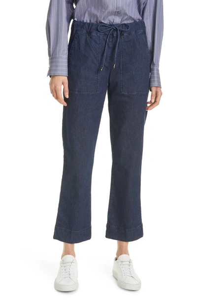 Shop Max Mara Pazzo Tie Waist Crop Jeans In Midnight Blue