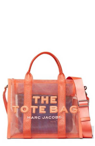 Shop The Marc Jacobs The Medium Mesh Tote Bag In Fusion Coral
