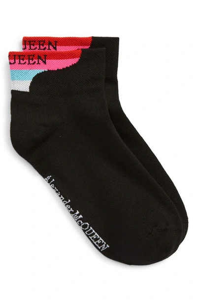 Shop Alexander Mcqueen Logo Ankle Socks In Black