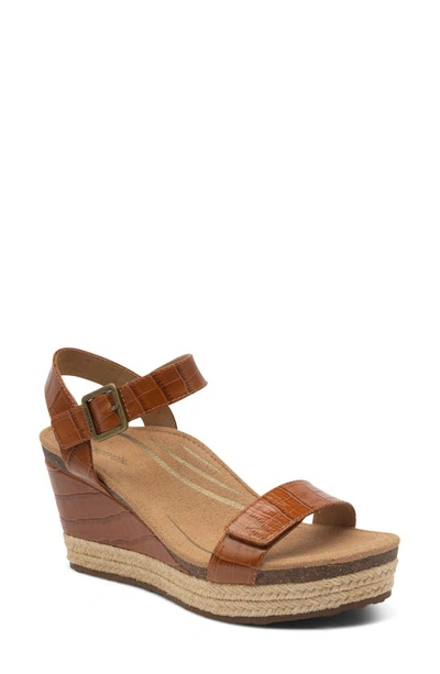 Shop Aetrex Sydney Wedge Espadrille Sandal In Leather