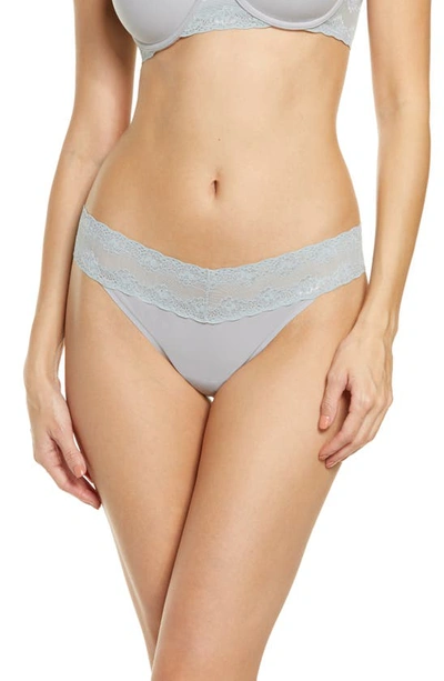 Shop Natori Bliss Perfection Thong In Silver Lining