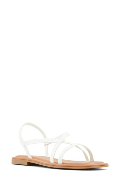 Shop Aldo Broasa Flat Sandal In White Faux Leather