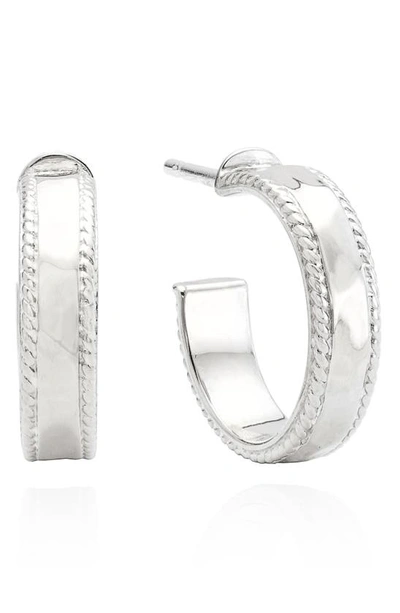 Shop Anna Beck Small Hammered Hoop Earrings In Silver