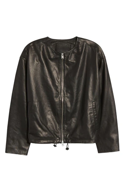 Shop Allsaints Della Leather Bomber Jacket In Black