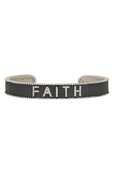 Shop Freida Rothman Faith Cuff Bracelet In Silver And Black