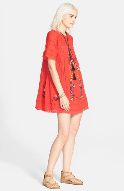 Shop Free People 'perfectly Victorian' Minidress In Tomato