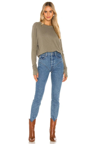 Free People We The Free Arden Extra Long Cotton Top In Army