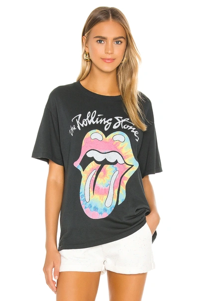 Shop Daydreamer Rolling Stones Tie Dye Tongue Boyfriend Tee In Vintage Black