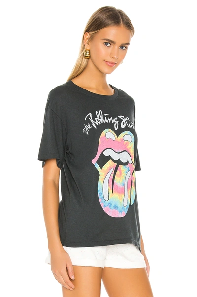 Shop Daydreamer Rolling Stones Tie Dye Tongue Boyfriend Tee In Vintage Black