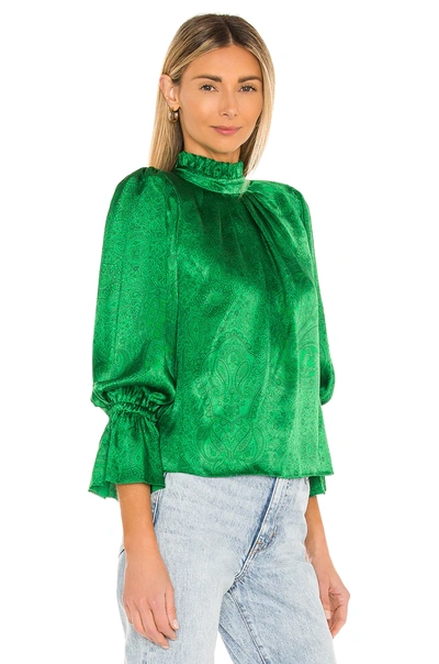 Shop Alice And Olivia Launa Blouson Sleeve Blouse In Mint Kelly
