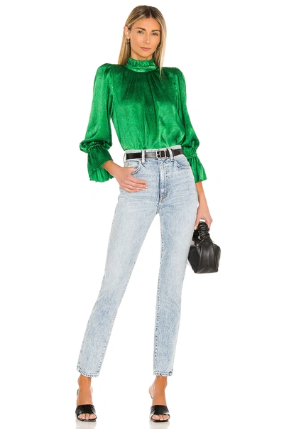 Shop Alice And Olivia Launa Blouson Sleeve Blouse In Mint Kelly