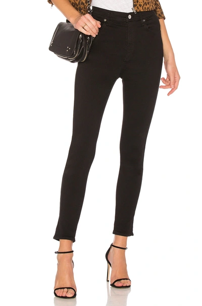 Shop Agolde Roxanne Super High Rise Skinny In Jet