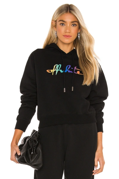 Shop Off-white Rainbow Crop Hoodie In Black Multi