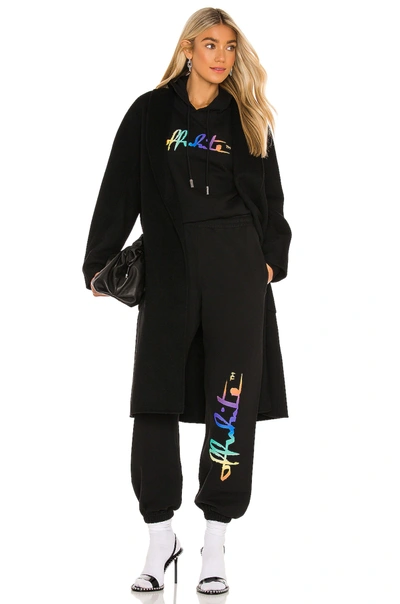 Shop Off-white Rainbow Crop Hoodie In Black Multi