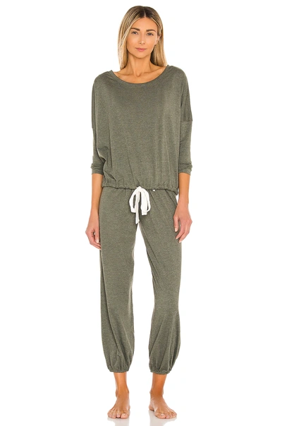 Shop Eberjey Heather Cropped Pant In Avocado