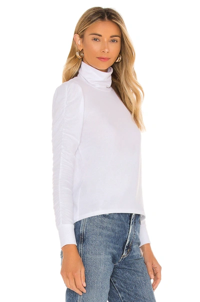 Shop La Made Monroe Shirred Sleeve Turtleneck In Soft White
