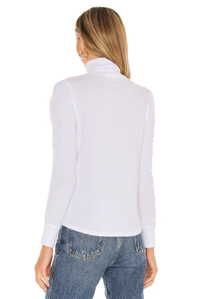 Shop La Made Monroe Shirred Sleeve Turtleneck In Soft White