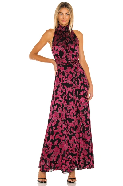 Shop Alice And Olivia Dita Smocked Neck Maxi Dress In Show Me Love Wild Pink