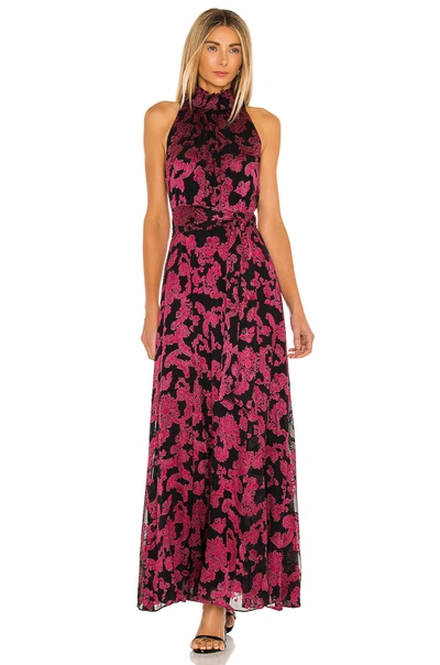 Shop Alice And Olivia Dita Smocked Neck Maxi Dress In Show Me Love Wild Pink