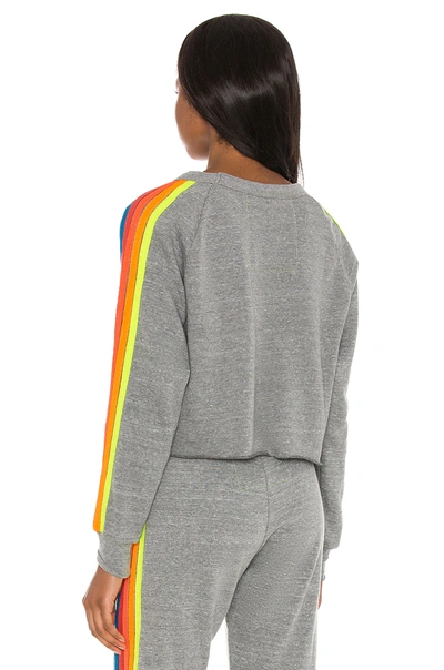 Shop Aviator Nation Bolt Cropped Classic Sweatshirt In Heather Grey & Neon Rainbow
