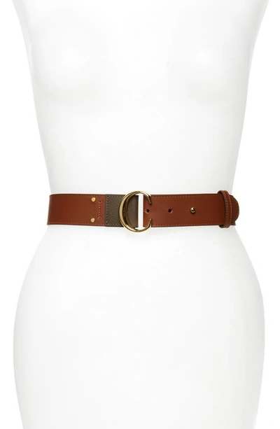 Shop Chloé C-buckle Leather Belt In Chestnut Brown