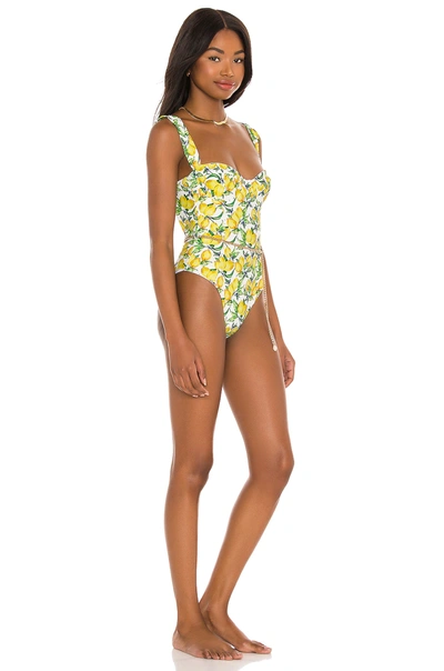 Shop Weworewhat Vintage Danielle One Piece With Gold Chain Belt In Lemons All Over White