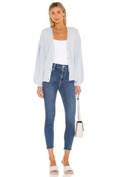 Shop 525 Pleat Sleeve Cardigan In Cloud Blue